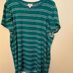 LuLaRoe Teal and White Striped Top